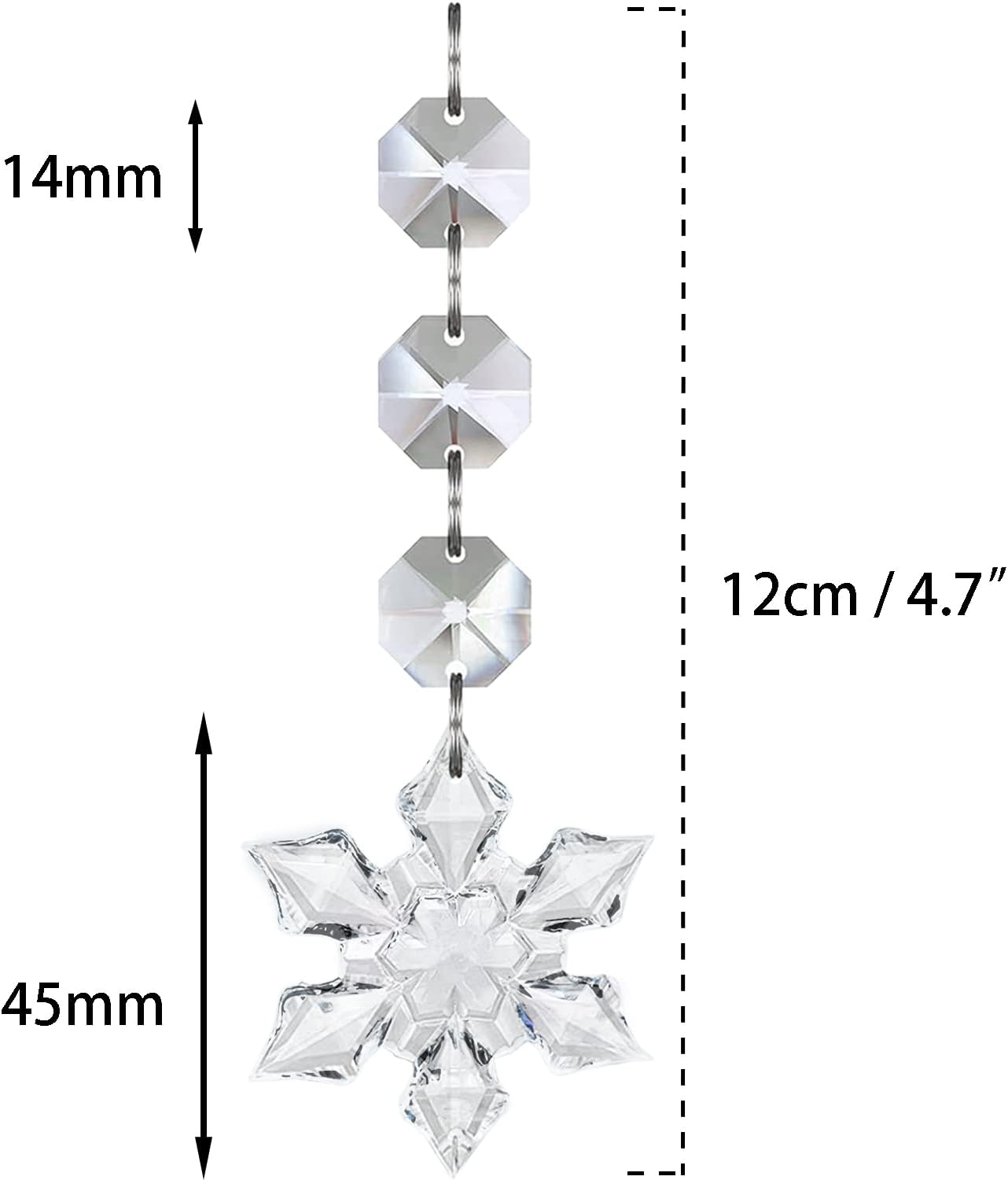 Jishi 30pk Snowflake Crystal Christmas Ornaments for Tree Decorations, Hanging Clear Acrylic Snowflake Ornaments for Christmas Tree Indoor Home Decor, Snow Flake Stars Winter Wonderland Party Supplies