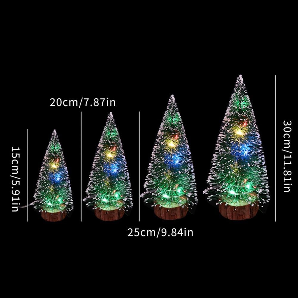2 Pieces of Christmas Green Cedar LED Lights, Pine Needle Tree Christmas Decoration, Desktop Decoration Gift, Mini Christmas Tree Decoration (25m Colored Light)