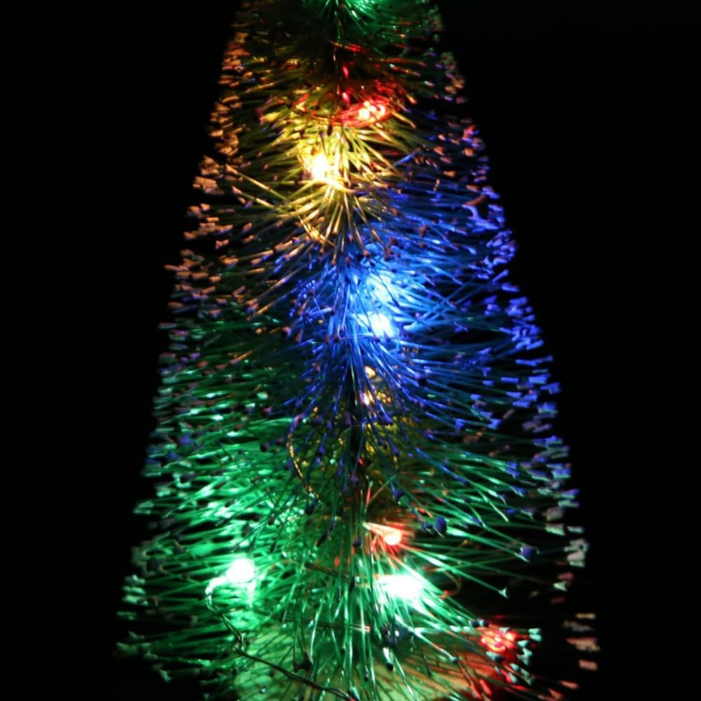 2 Pieces of Christmas Green Cedar LED Lights, Pine Needle Tree Christmas Decoration, Desktop Decoration Gift, Mini Christmas Tree Decoration (25m Colored Light)