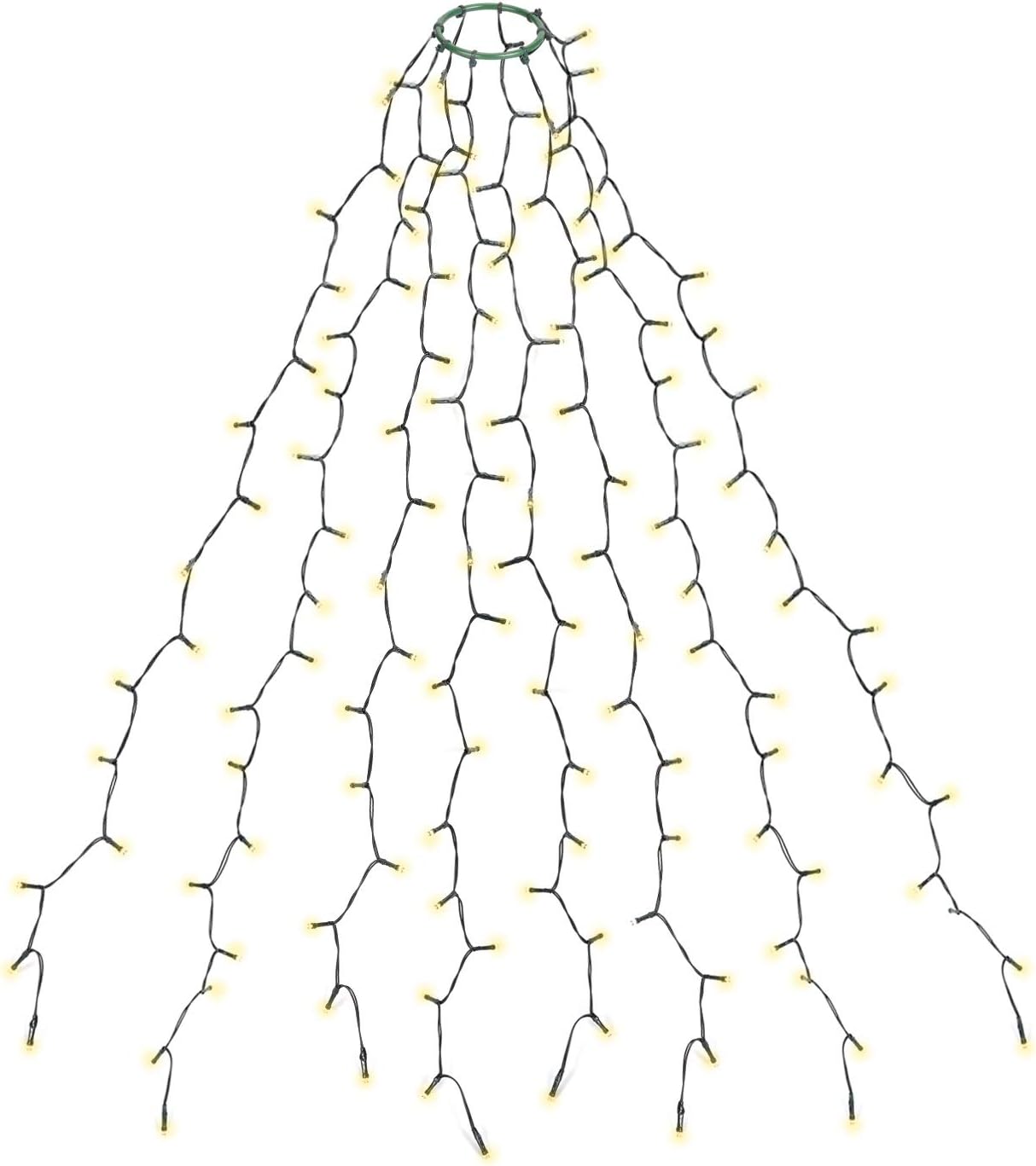 SALCAR 2 m Christmas tree lights with ring and 8 garlands, 280 LED lights, fairy lights for 150 cm, 180 cm, 210 cm, 240 cm, warm white