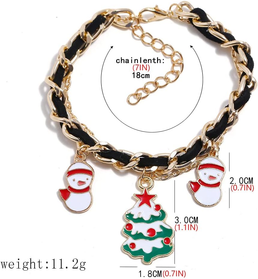 Zewuai Christmas Bracelet - Cute Cartoon Tree, Snowman, Elk Alloy Design. Perfect Xmas Accessories
