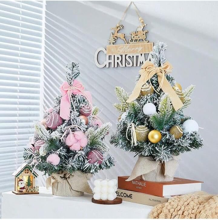 Mini Macaron-Colored Christmas Tree 12in/16in Options Small Holiday Decoration for DeskBedroo OfficeAdds Festive Cheer Gold