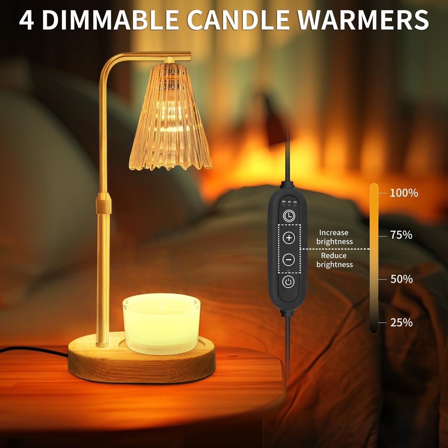 Candle Warmer Lamp with Timer,Electric Candle Lamp Warmer, House Warming Gifts New Home Bedroom Decor Dimmable Wax Melt Warmer for Scented Wax with 2 Bulbs, Jar Candles