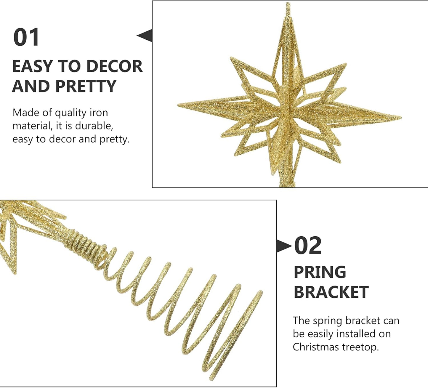 Gadpiparty Christmas Tree Star Golden star tree topper christmas tree star topper christmas star tree topper Topper Christmas Tree
