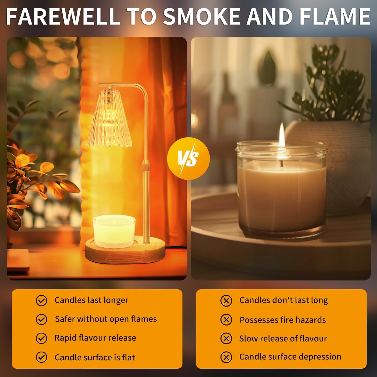 Candle Warmer Lamp with Timer,Electric Candle Lamp Warmer, House Warming Gifts New Home Bedroom Decor Dimmable Wax Melt Warmer for Scented Wax with 2 Bulbs, Jar Candles