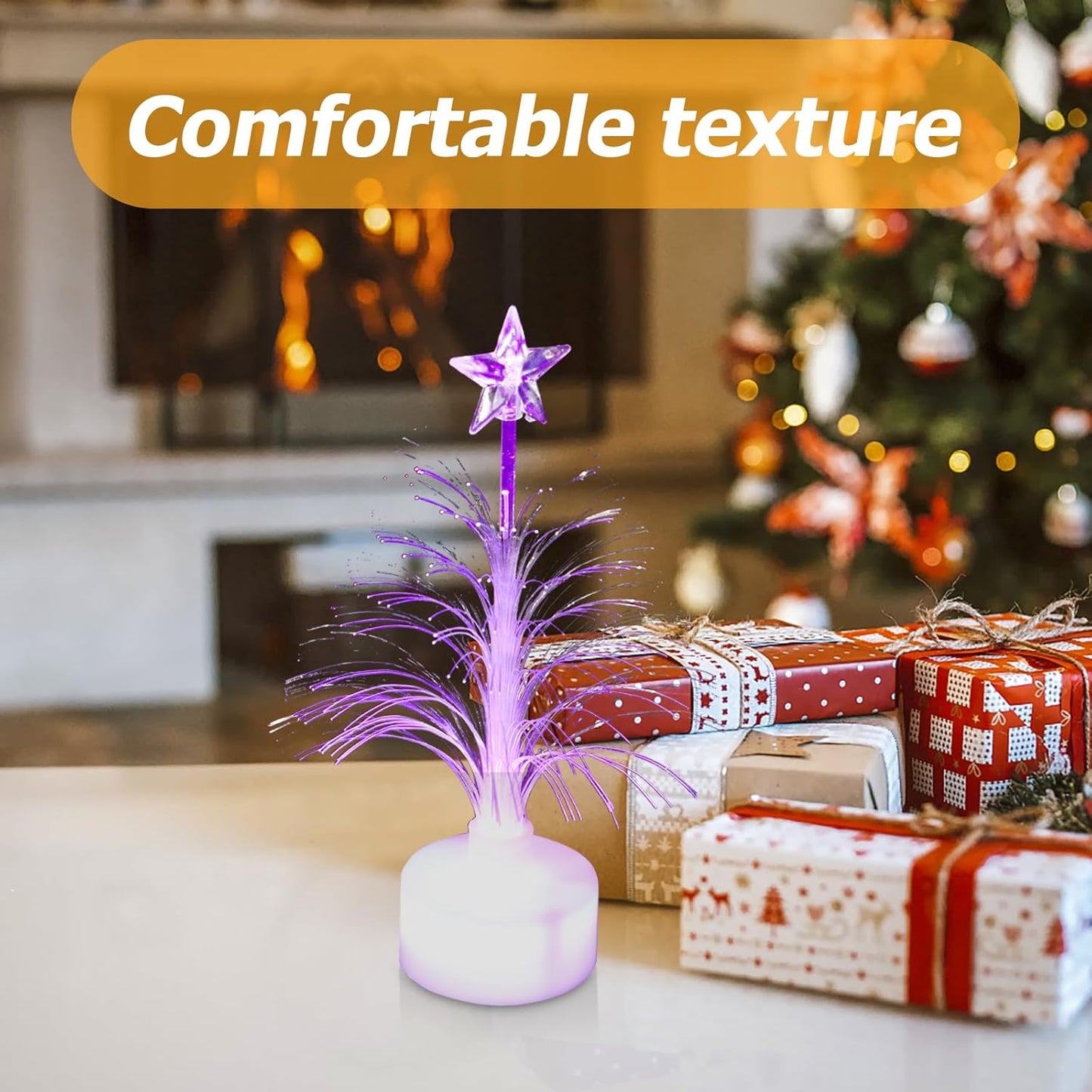Luxshiny Colorful Fiber Optic Christmas Tree USB Powered Led Christmas Tree Desk Decorations for Bedroom Shopping Mall Home