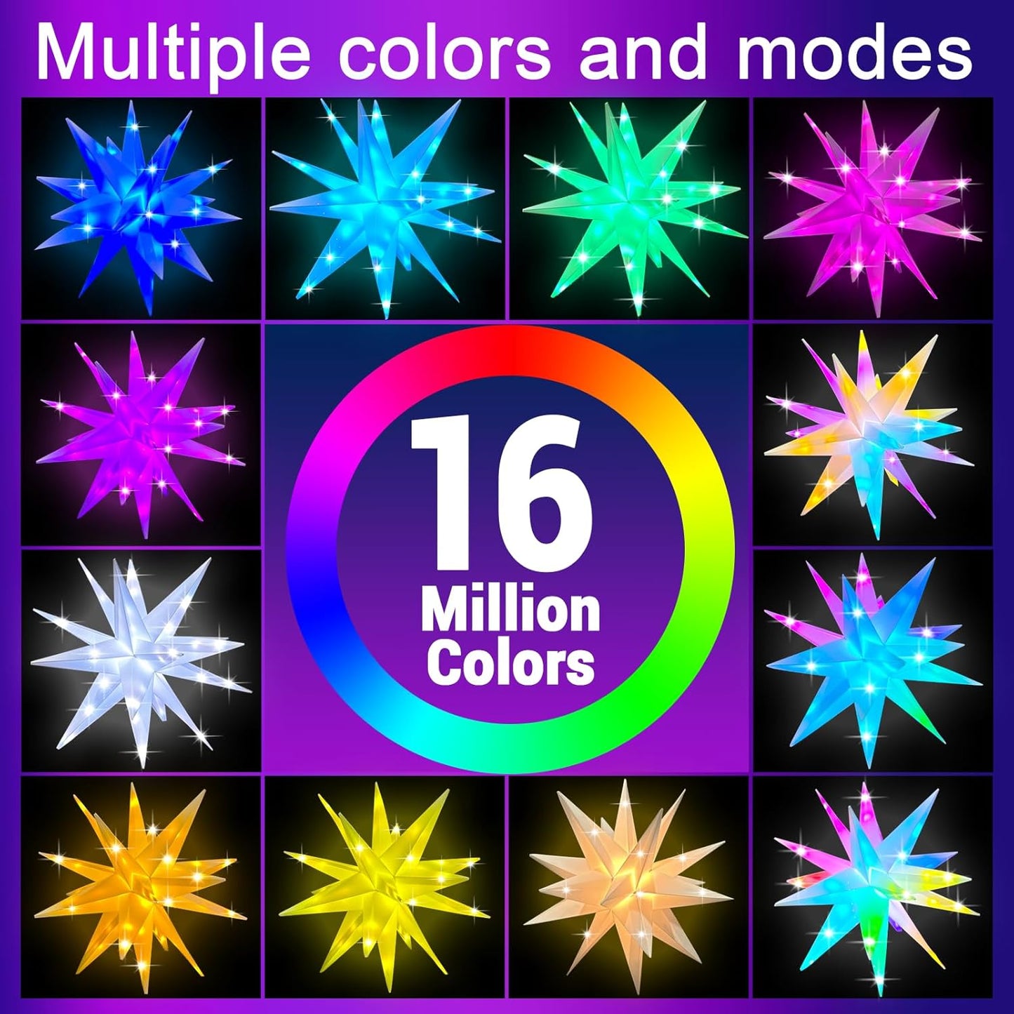 Christmas Star Tree Topper, 13Inch Smart Lighted Treetop Christmas Tree Decorations, Bluetooth App Control Music Sync Color Changing LED Christmas Light with Remote, Indoor and Outdoor
