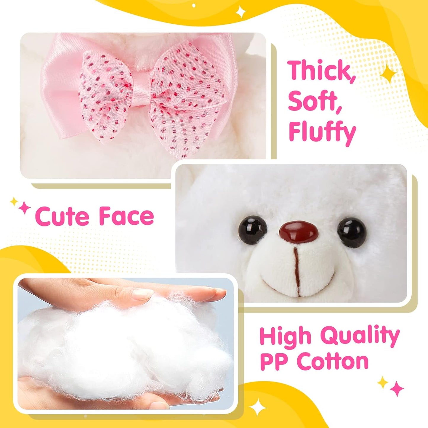 BSTAOFY Light up Mother's Day White Teddy Bear LED Stuffed Animal Soft Nightlight Glow Bear Plush Toy Gifts for Kids Mom Girls Valentine's Day Birthday Christmas, 8"