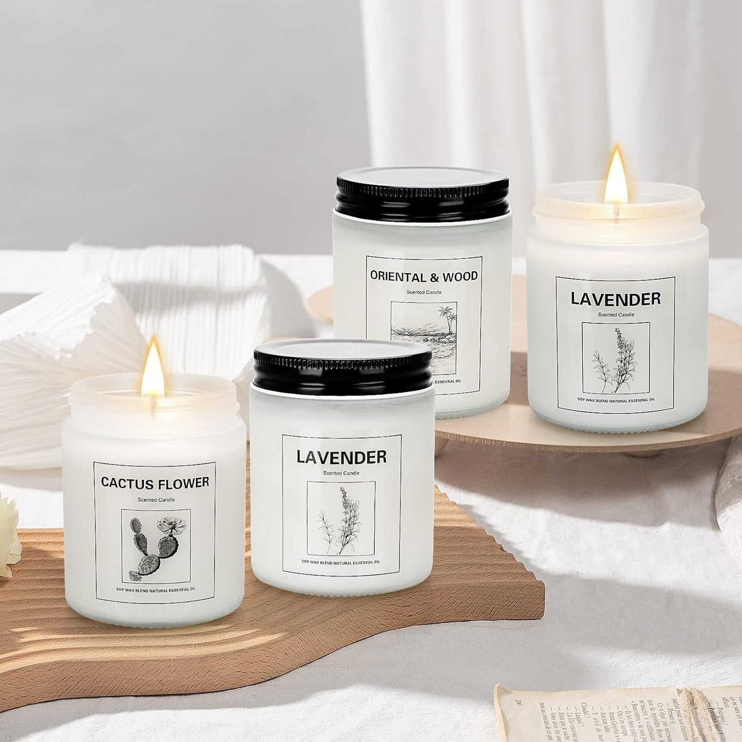 4 Pack Candles for Home Scented, Lavender Candles Set, Aromatherapy Jar Candles for Home, 28 oz 200 Hour Long Lasting Candles, Scented Candles Gifts Set for Women, Birthday, Valentine, Anniversary