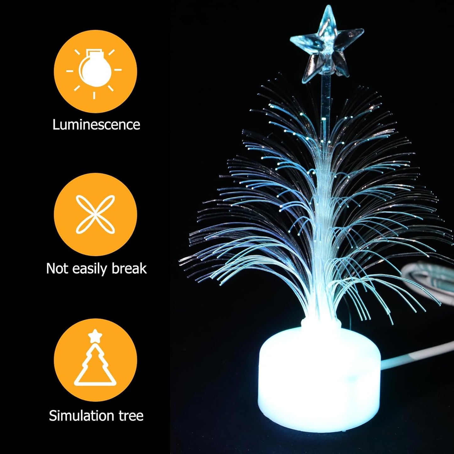 Luxshiny Colorful Fiber Optic Christmas Tree USB Powered Led Christmas Tree Desk Decorations for Bedroom Shopping Mall Home