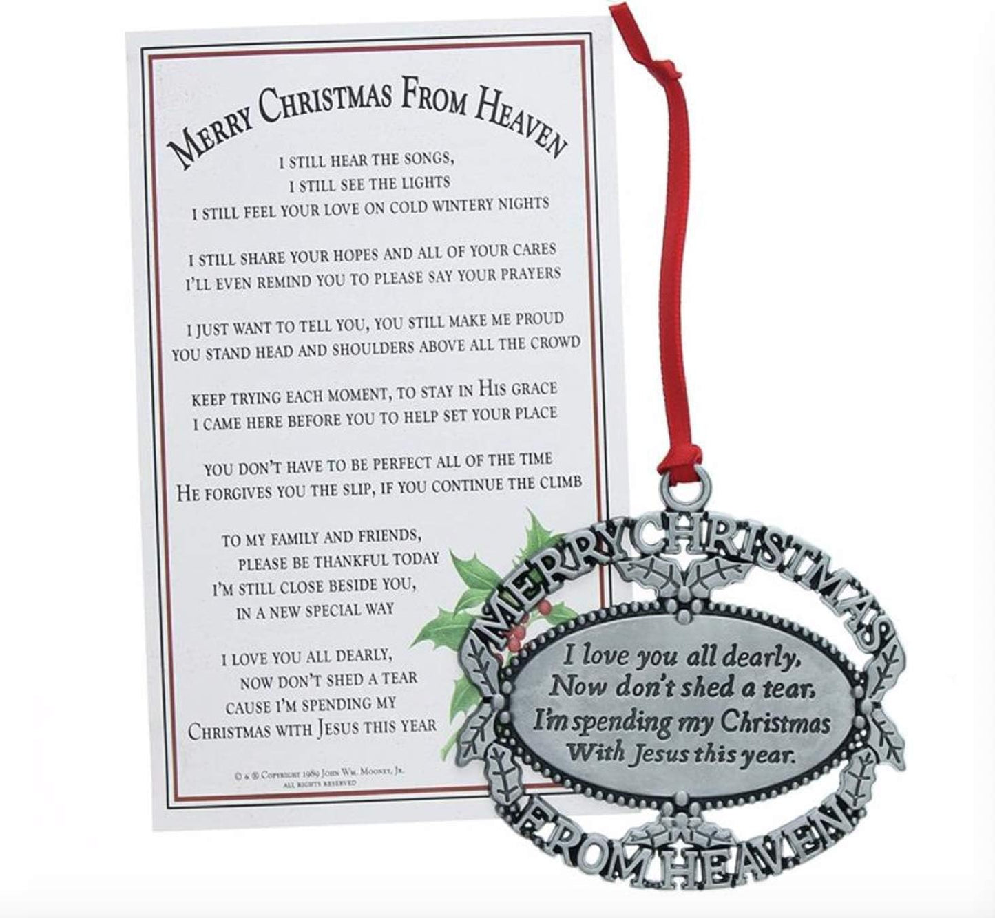 ® Pewter Finish Keepsake Memorial Ornament with Poem in Gift Box - Rememberance Gift for Christams Trees or Year Round Respect for a Departed Loved One.