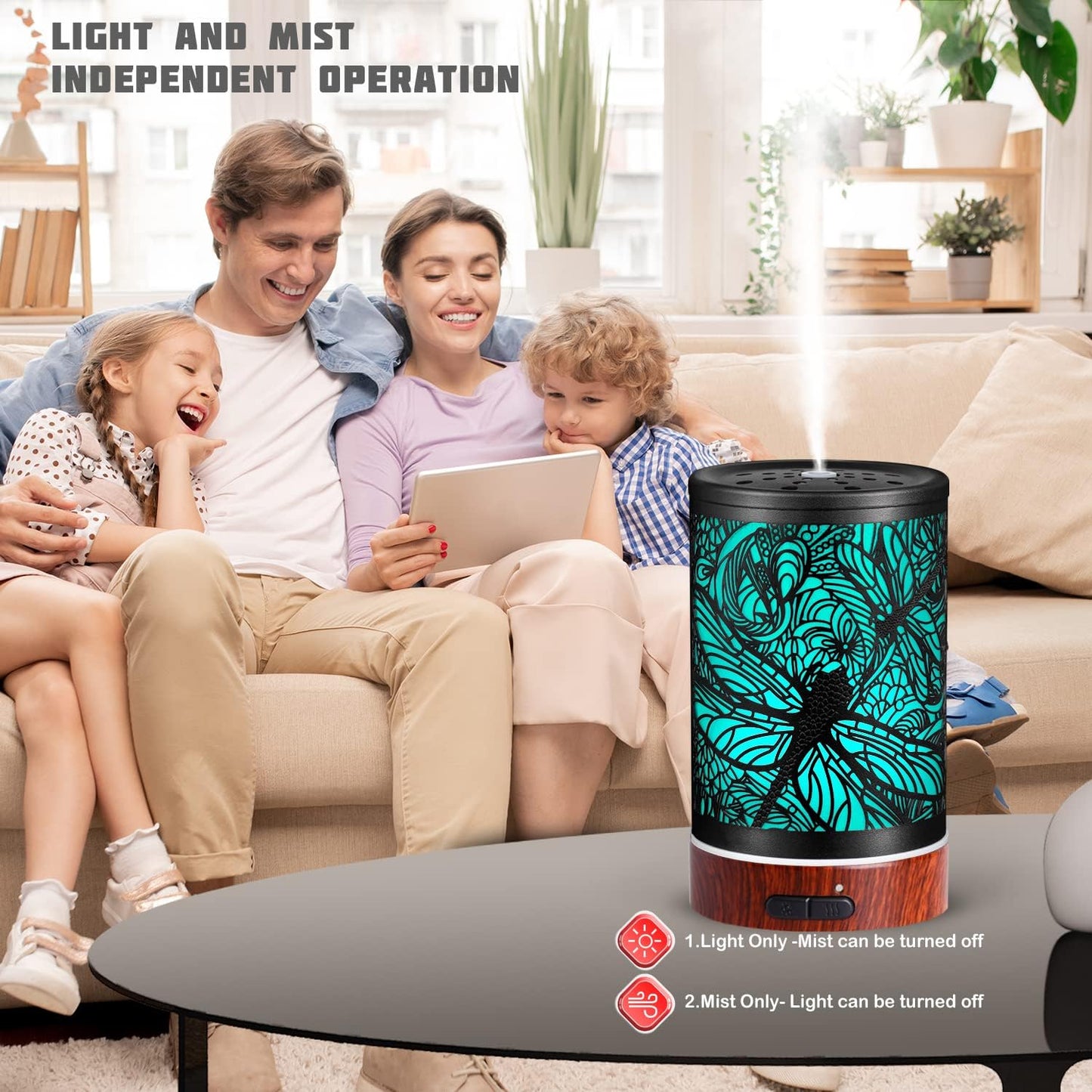 Essential Oils Diffuser,Christmas Aromatherapy Diffuser,Birthday Gifts for Women Mom Grandma,Metal Cool Mist Humidifier with 7 Colors Lights Waterless Auto Off Air Diffusers (Dragonfly)