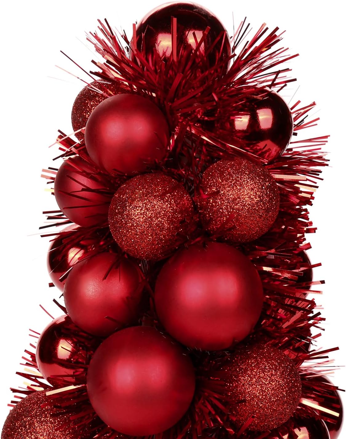 16" Small Tabletop Christmas Tree, Mini Xmas Tree with 94 Shatterproof Christmas Ornaments Balls for Christmas Decor Holiday Party Wedding Centerpiece -Red