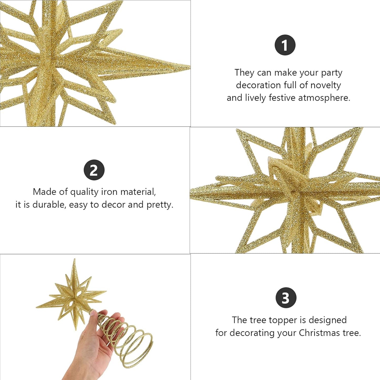 Gadpiparty Christmas Tree Star Golden star tree topper christmas tree star topper christmas star tree topper Topper Christmas Tree