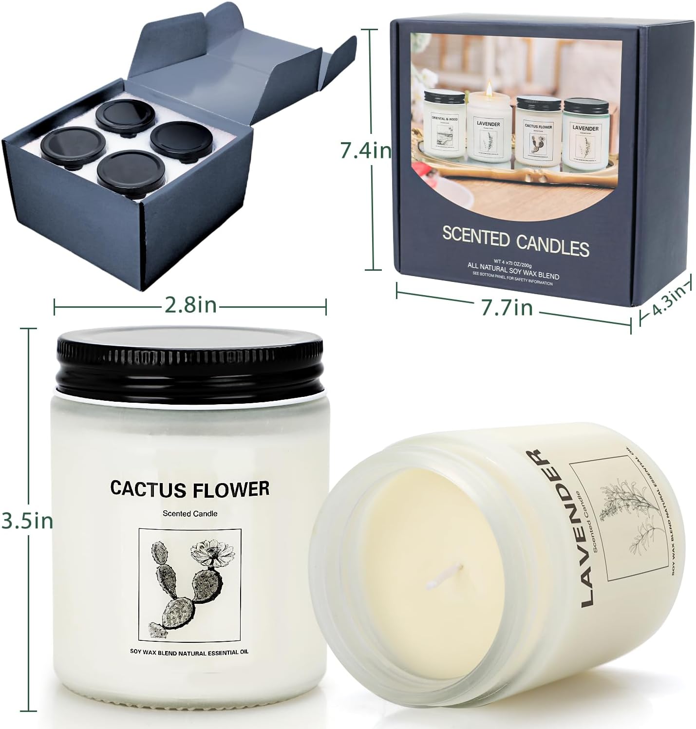 4 Pack Candles for Home Scented, Lavender Candles Set, Aromatherapy Jar Candles for Home, 28 oz 200 Hour Long Lasting Candles, Scented Candles Gifts Set for Women, Birthday, Valentine, Anniversary