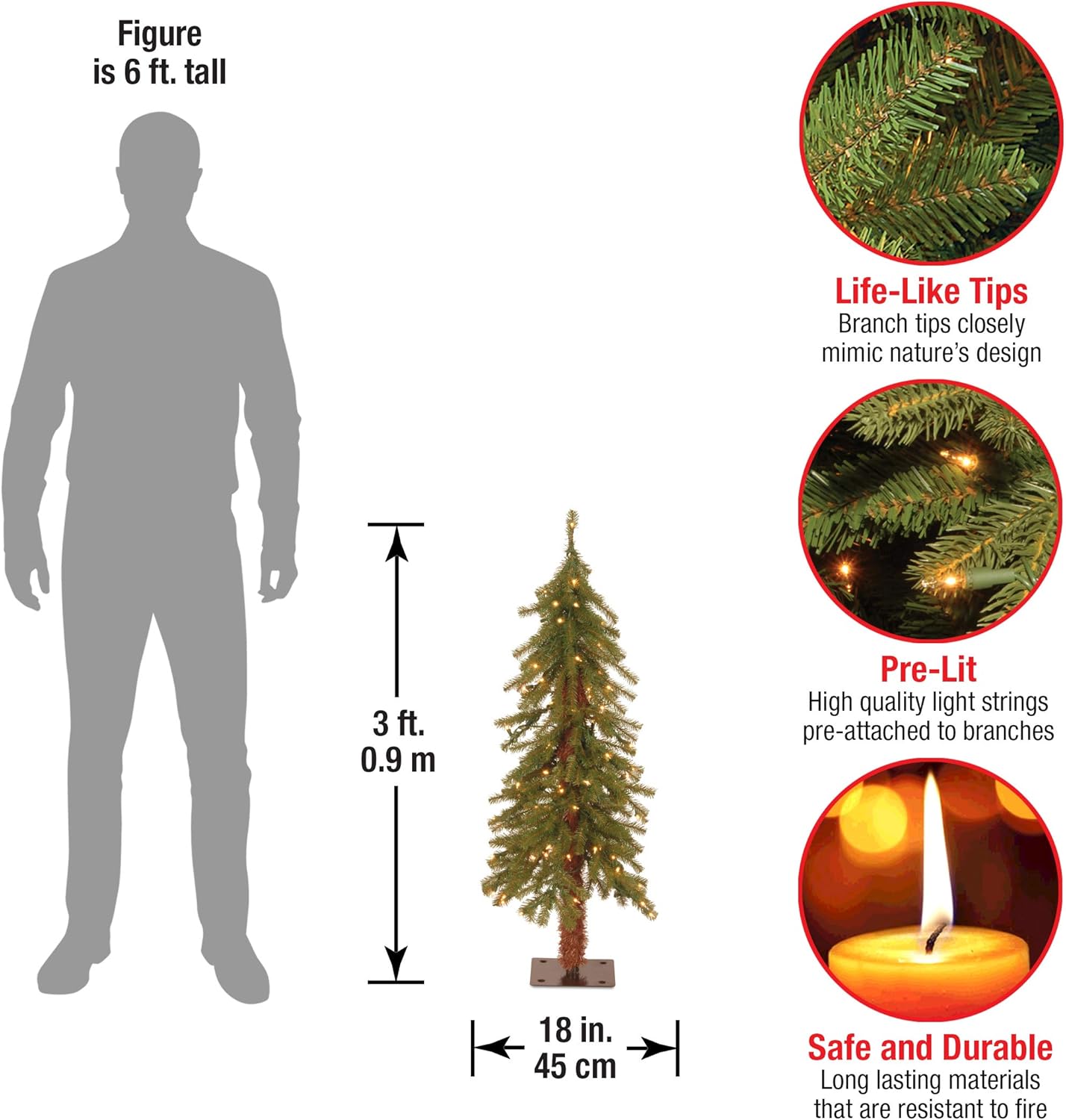 National Tree Company Pre-lit Artificial Christmas Tree | Includes Pre-strung White Lights | Hickory Cedar - 4 ft