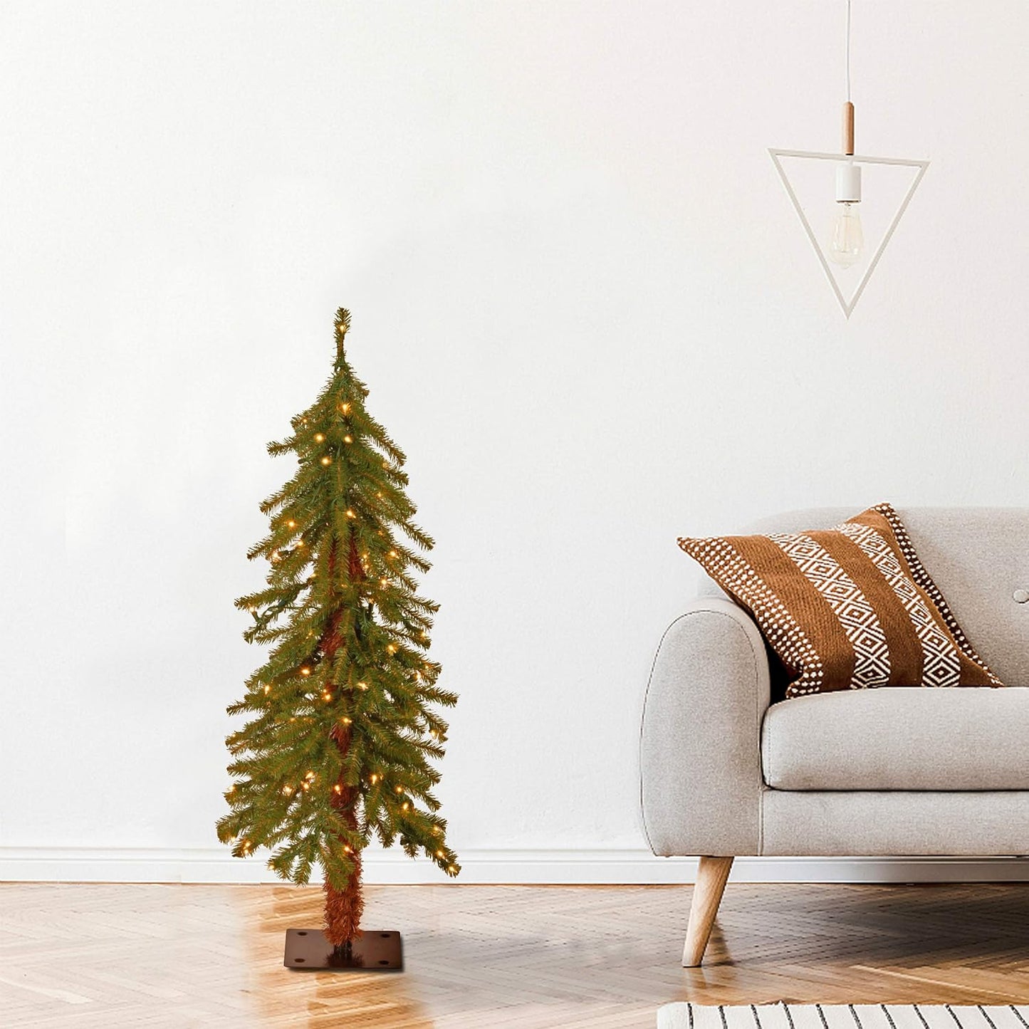 National Tree Company Pre-lit Artificial Christmas Tree | Includes Pre-strung White Lights | Hickory Cedar - 4 ft