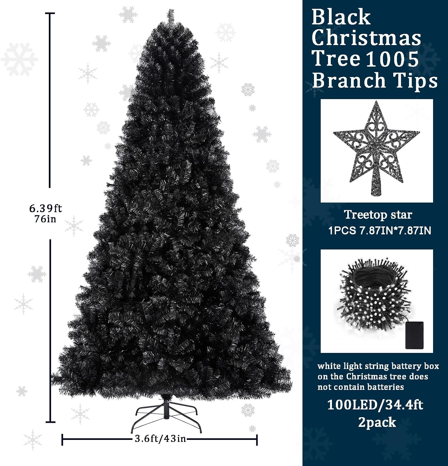 KTKDE 6ft Artificial Black Christmas Tree Outdoor Black Christmas Tree Halloween Tree Decorations with 1005 Tips Led String Lights Pencil Christmas Tree Indoor Holiday Office Party Decorations