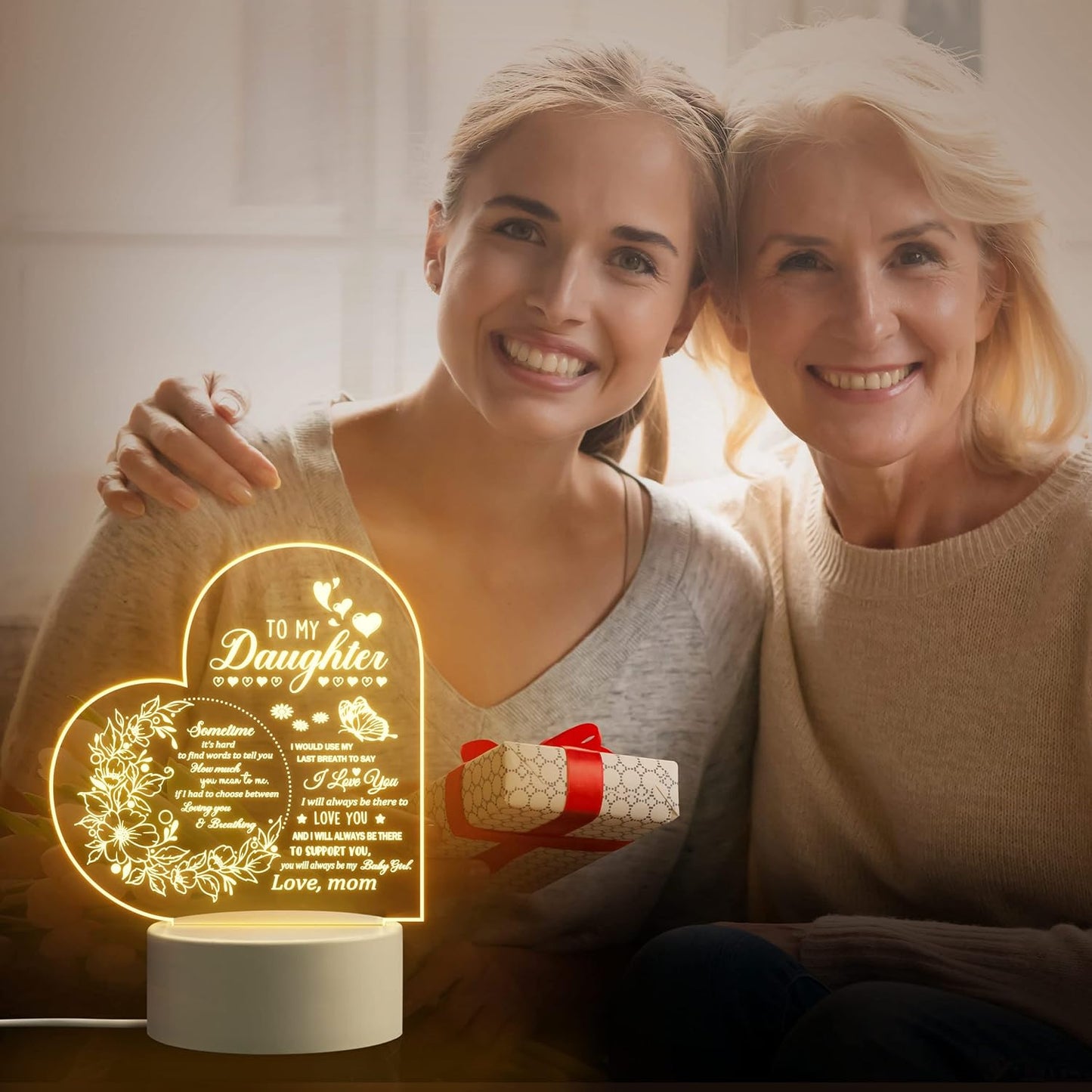 Christmas Gifts for Daughter, Daughter Gifts from Mom, to My Daughter Acrylic Night Lamp, Ideal Christmas Mother's Day Graduation Wedding Valentines Gifts for Daughter from Mothers