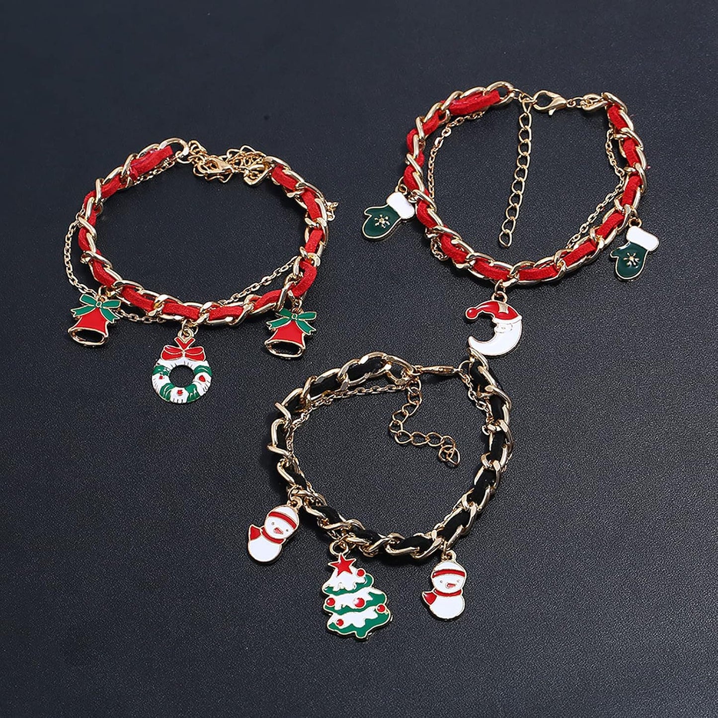 Zewuai Christmas Bracelet - Cute Cartoon Tree, Snowman, Elk Alloy Design. Perfect Xmas Accessories