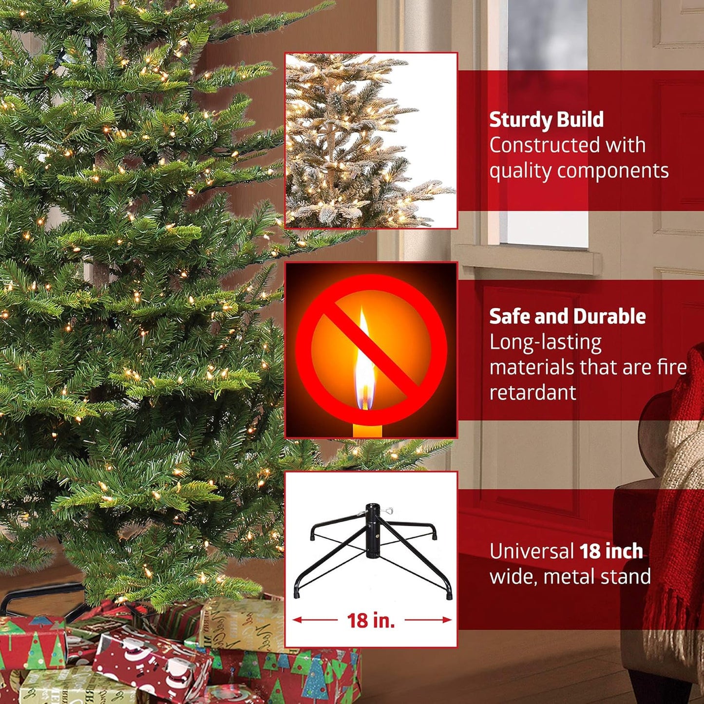 Puleo International 4.5 Foot Pre-Lit Aspen Fir Artificial Christmas Tree with 250 UL Listed Clear Lights, Green