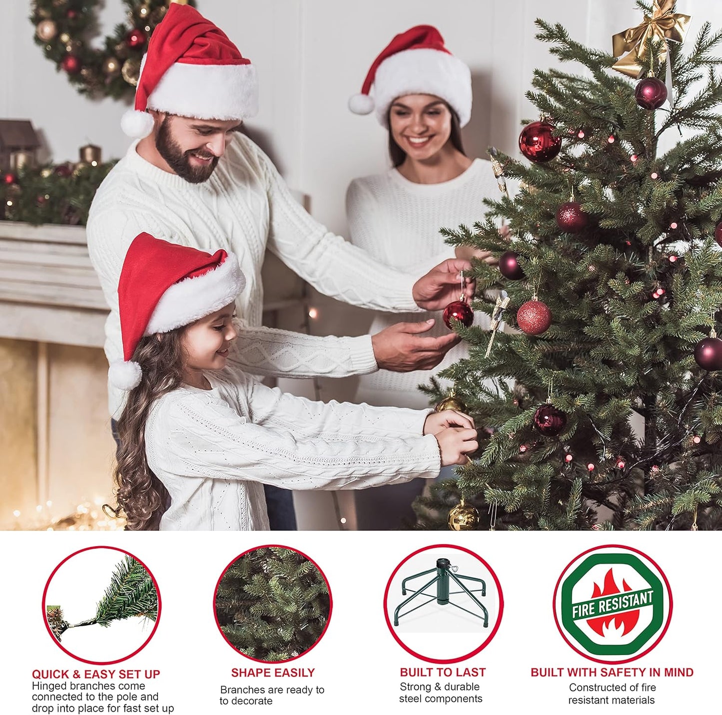 Puleo International 4.5 Foot Pre-Lit Aspen Fir Artificial Christmas Tree with 250 UL Listed Clear Lights, Green