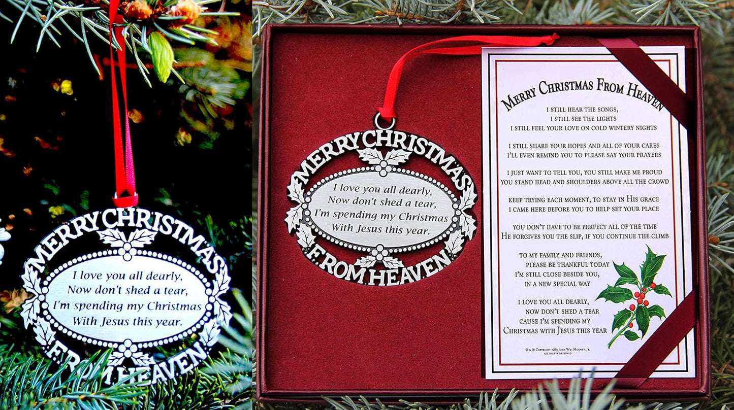 ® Pewter Finish Keepsake Memorial Ornament with Poem in Gift Box - Rememberance Gift for Christams Trees or Year Round Respect for a Departed Loved One.