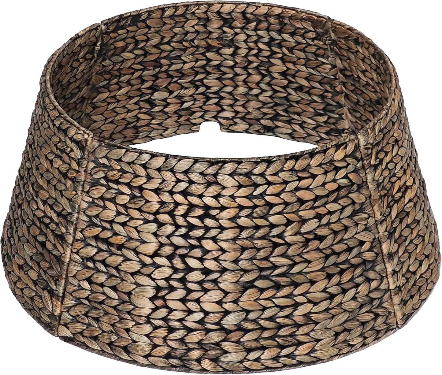 CENBOSS Christmas Tree Collar, Rattan Xmas Tree Collar for Artificial Trees, Woven Wicker Christmas Tree Skirt, Tree Stand Base Cover, Tree Basket Base Box, Christmas Tree Ring (Black Wash, 24 inch)