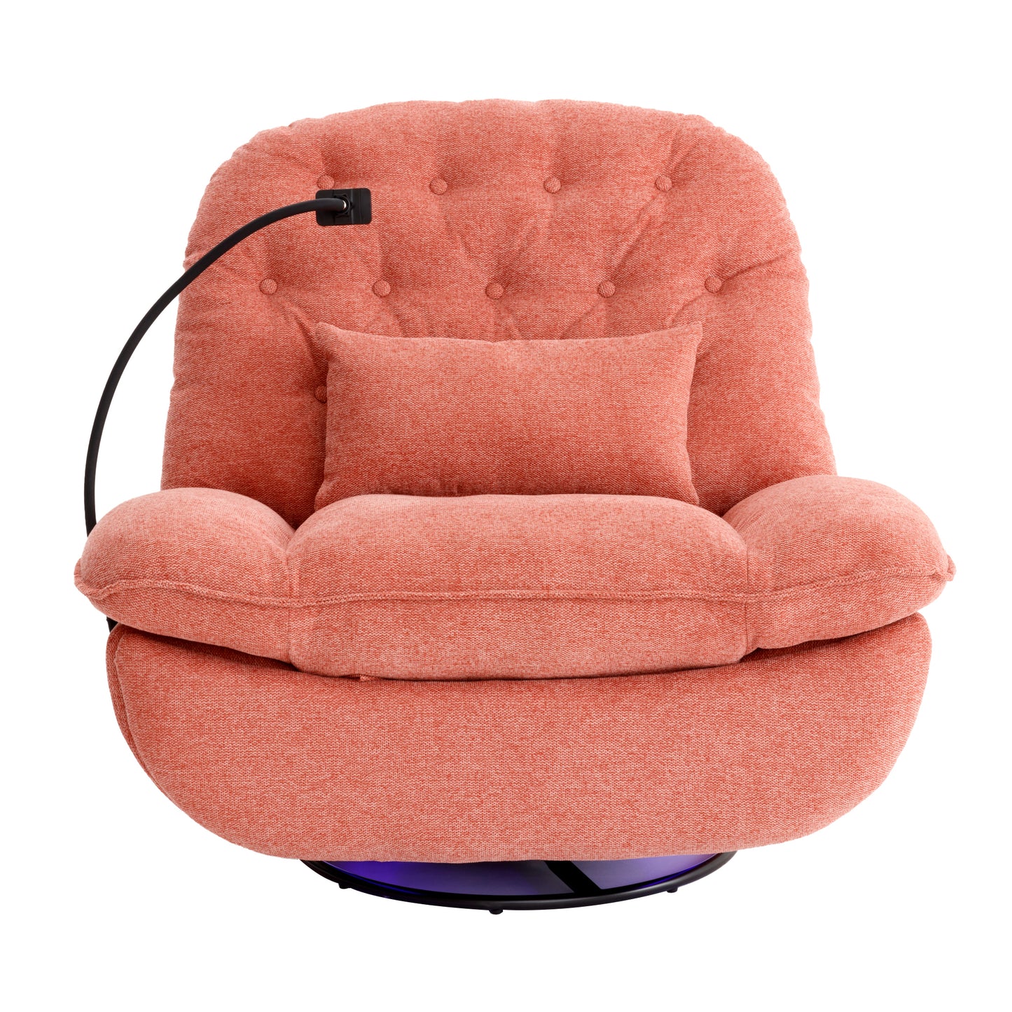 270 Degree Swivel Power Recliner with Voice Control, Bluetooth Music Player,USB Ports, Atmosphere Lamp, Hidden Arm Storage and Mobile Phone Holder for Living Room, Bedroom, Apartment, Red