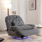 270 Degree Swivel Power Recliner with Voice Control, Bluetooth Music Player,USB Ports, Atmosphere Lamp, Hidden Arm Storage and Mobile Phone Holder for Living Room, Bedroom, Apartment, Grey
