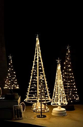 Mini Christmas Tree Lighted with Battery (not Included) for Indoor Suitable for Coffee Shop,Home, Party, with Plastic Base
