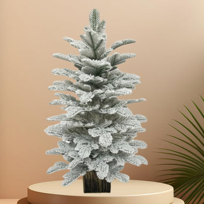 PE Artificial Snowflake Christmas Tree - White Flocked Holiday Tree for Festive Decor, Ideal for Christmas Scenes or Displays, Available in Three Sizes,L