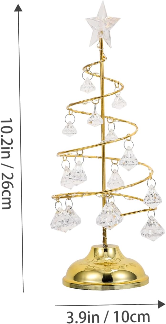 Garneck Glowing Christmas Tree LED Mini Sisal Trees Artificial Christmas Tree Model Miniature Christmas Tree Prelit Christmas Tree Christmas Decorations Fake Christmas Tree Golden Iron