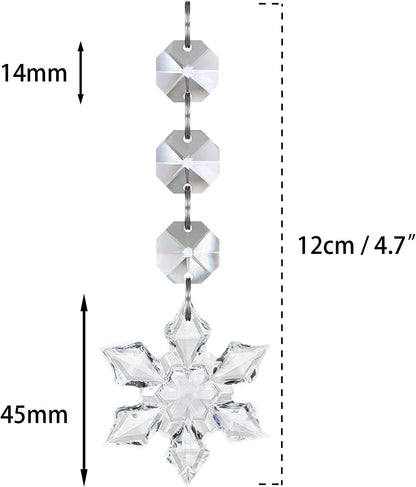 Jishi 30pk Snowflake Crystal Christmas Ornaments for Tree Decorations, Hanging Clear Acrylic Snowflake Ornaments for Christmas Tree Indoor Home Decor, Snow Flake Stars Winter Wonderland Party Supplies