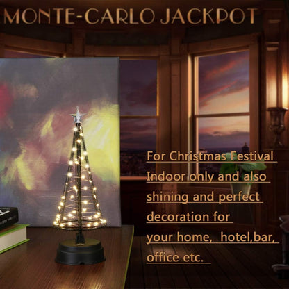 Mini Christmas Tree Lighted with Battery (not Included) for Indoor Suitable for Coffee Shop,Home, Party, with Plastic Base