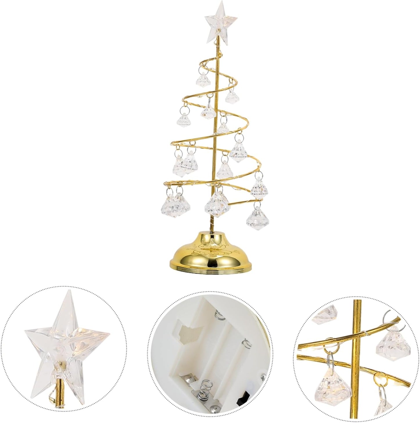 Garneck Glowing Christmas Tree LED Mini Sisal Trees Artificial Christmas Tree Model Miniature Christmas Tree Prelit Christmas Tree Christmas Decorations Fake Christmas Tree Golden Iron