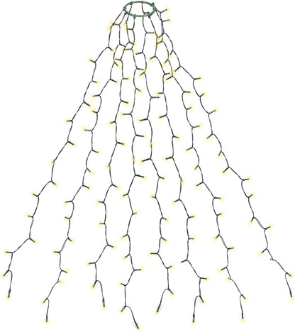 SALCAR 2 m Christmas tree lights with ring and 8 garlands, 280 LED lights, fairy lights for 150 cm, 180 cm, 210 cm, 240 cm, warm white