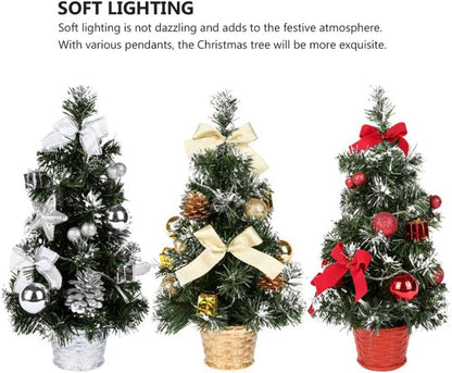 OSALADI Tabletop Mini Christmas Tree with Lights Led Artificial Pine Small Xmas Ornaments Desktop for Winter Table Holiday Decor 40cm Random Color 40X13X13cm