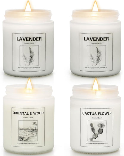 4 Pack Candles for Home Scented, Lavender Candles Set, Aromatherapy Jar Candles for Home, 28 oz 200 Hour Long Lasting Candles, Scented Candles Gifts Set for Women, Birthday, Valentine, Anniversary