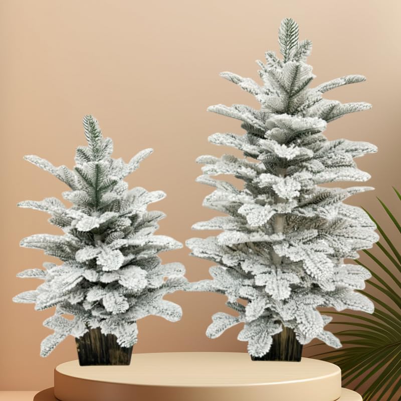 PE Artificial Snowflake Christmas Tree - White Flocked Holiday Tree for Festive Decor, Ideal for Christmas Scenes or Displays, Available in Three Sizes,L