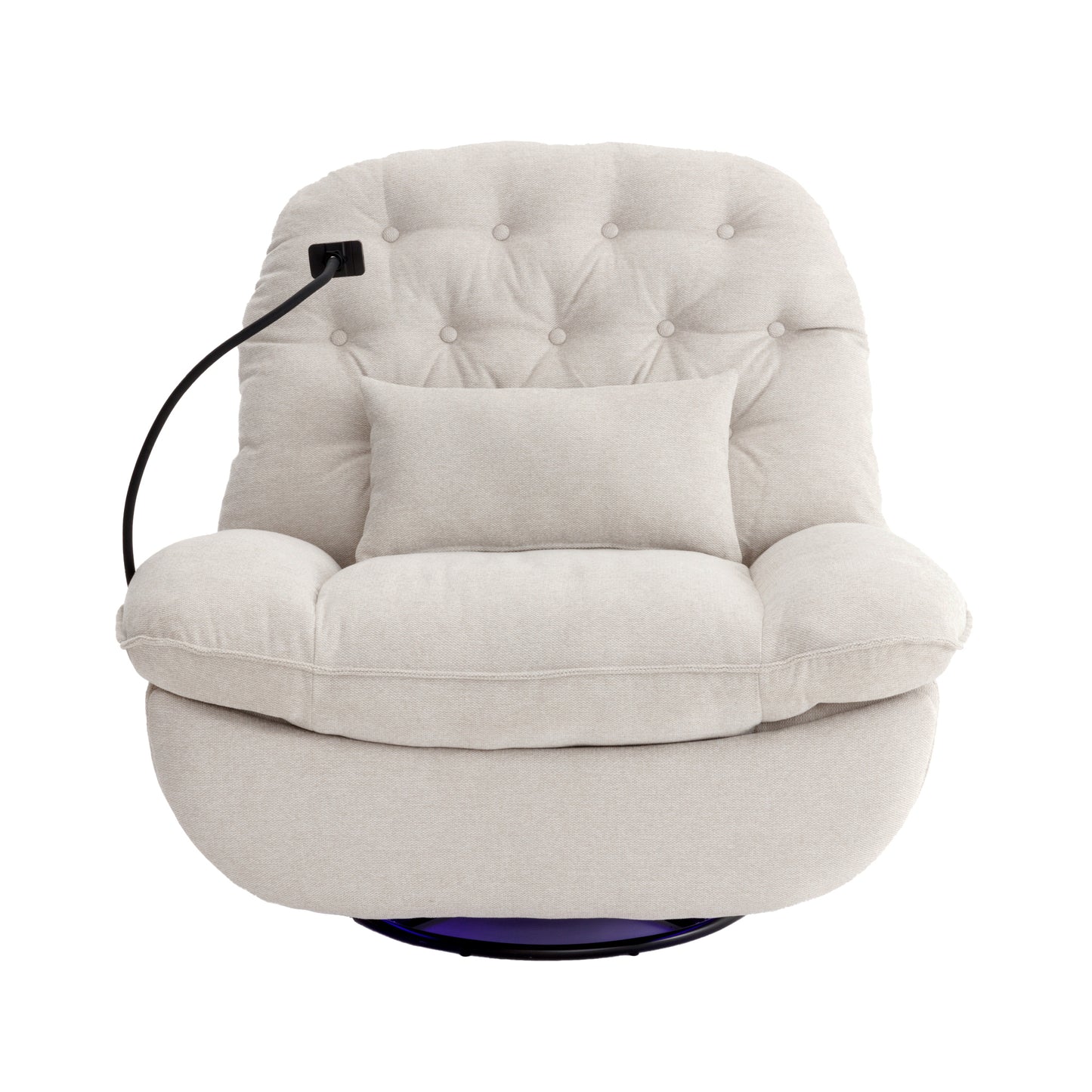 270 Degree Swivel Power Recliner with Voice Control, Bluetooth Music Player,USB Ports, Atmosphere Lamp, Hidden Arm Storage and Mobile Phone Holder for Living Room, Bedroom, Apartment, Beige
