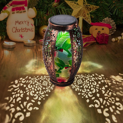 2PC Solar Lantern Outdoor Waterproof Glass & Metal Garden Decor Christmas Gifts for Women Mom Grandma Large Hanging Solar Light Tabletop Lamp for Yard, Patio, Porch (Hummingbird)