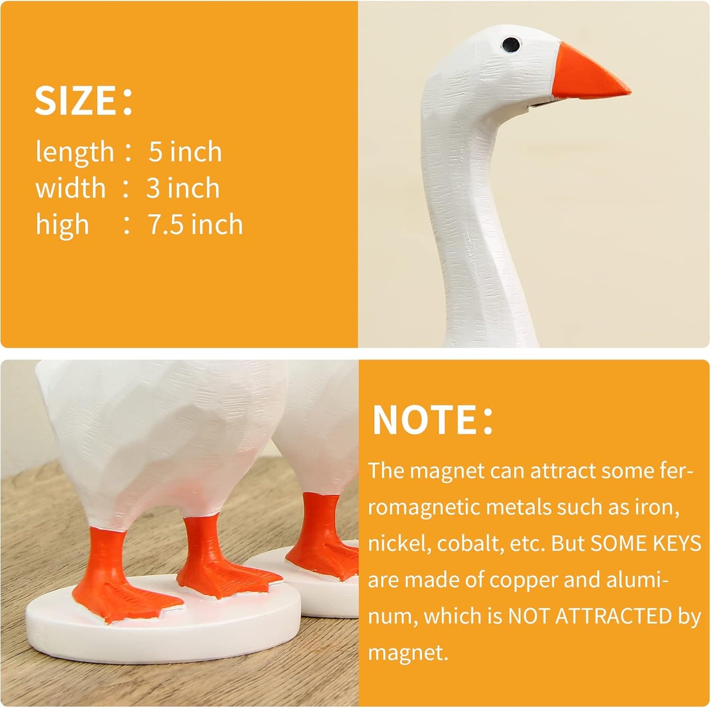 GRAPMKTG Magnetic Goose Key Holder Cute Home Decor Kawaii Room Office Table Desk Decor Aesthetic Funny Bedroom Decor Housewarming Gifts for Women Men1 Pack