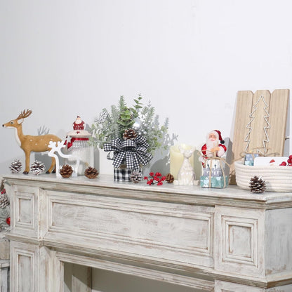 Small Buffalo Check Plaid Christmas Tree, Artificial Mini Tabletop Christmas Tree Decorations, for Home Hliday Party Xmas Decor - Black/White.