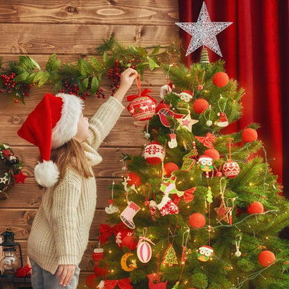 Christmas Tree Toppers Xmas Glitter Silver Hollow Star Treetop Topper for Christmas Tree Decoration