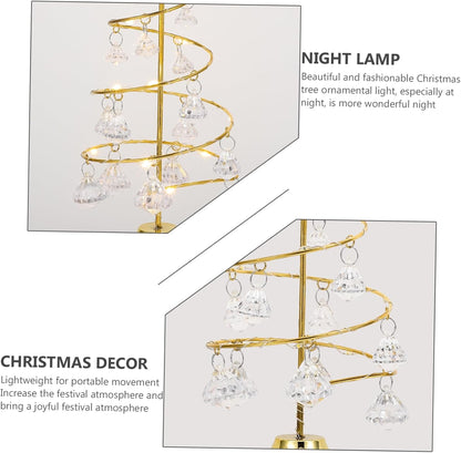 Garneck Glowing Christmas Tree LED Mini Sisal Trees Artificial Christmas Tree Model Miniature Christmas Tree Prelit Christmas Tree Christmas Decorations Fake Christmas Tree Golden Iron