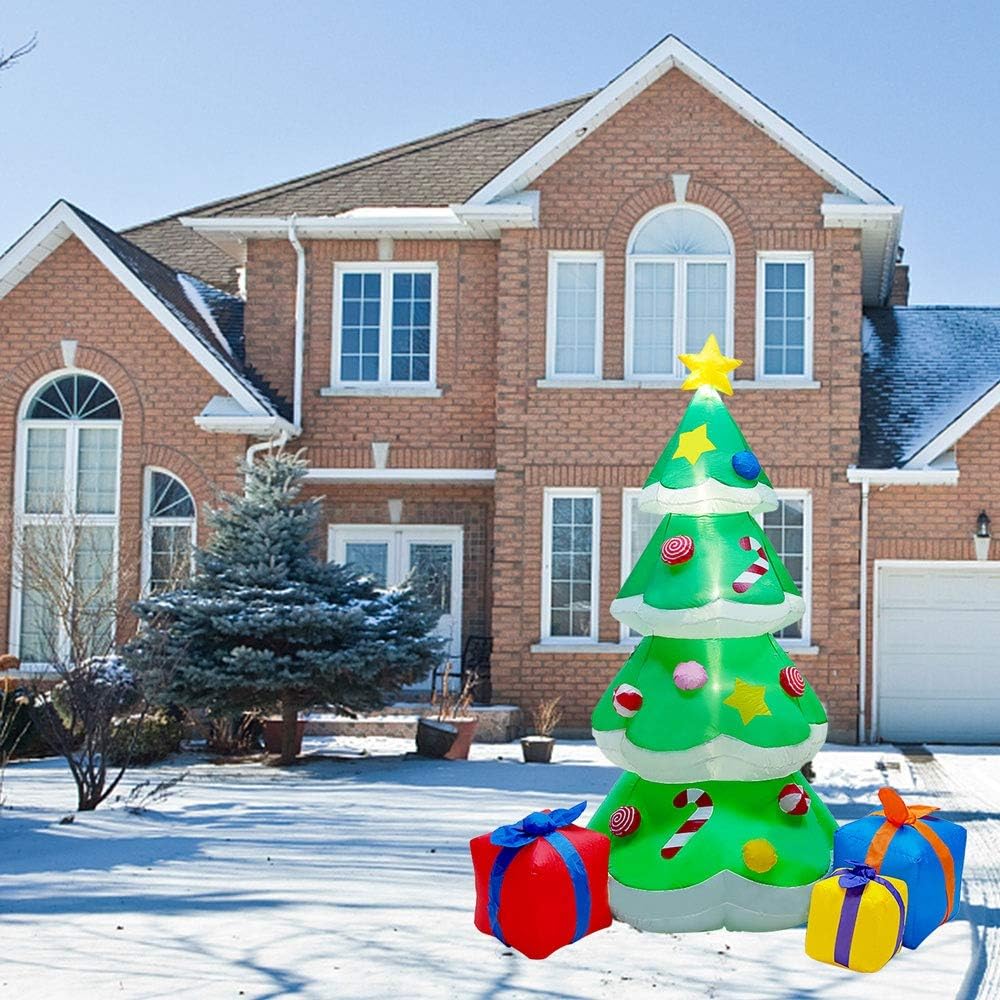 DR.DUDU 7 FT Inflatable Christmas Tree with Led Lights, Lighted Christmas Tree for Blow Up Yard Decoration, Indoor Outdoor Yard Garden Christmas Decoration
