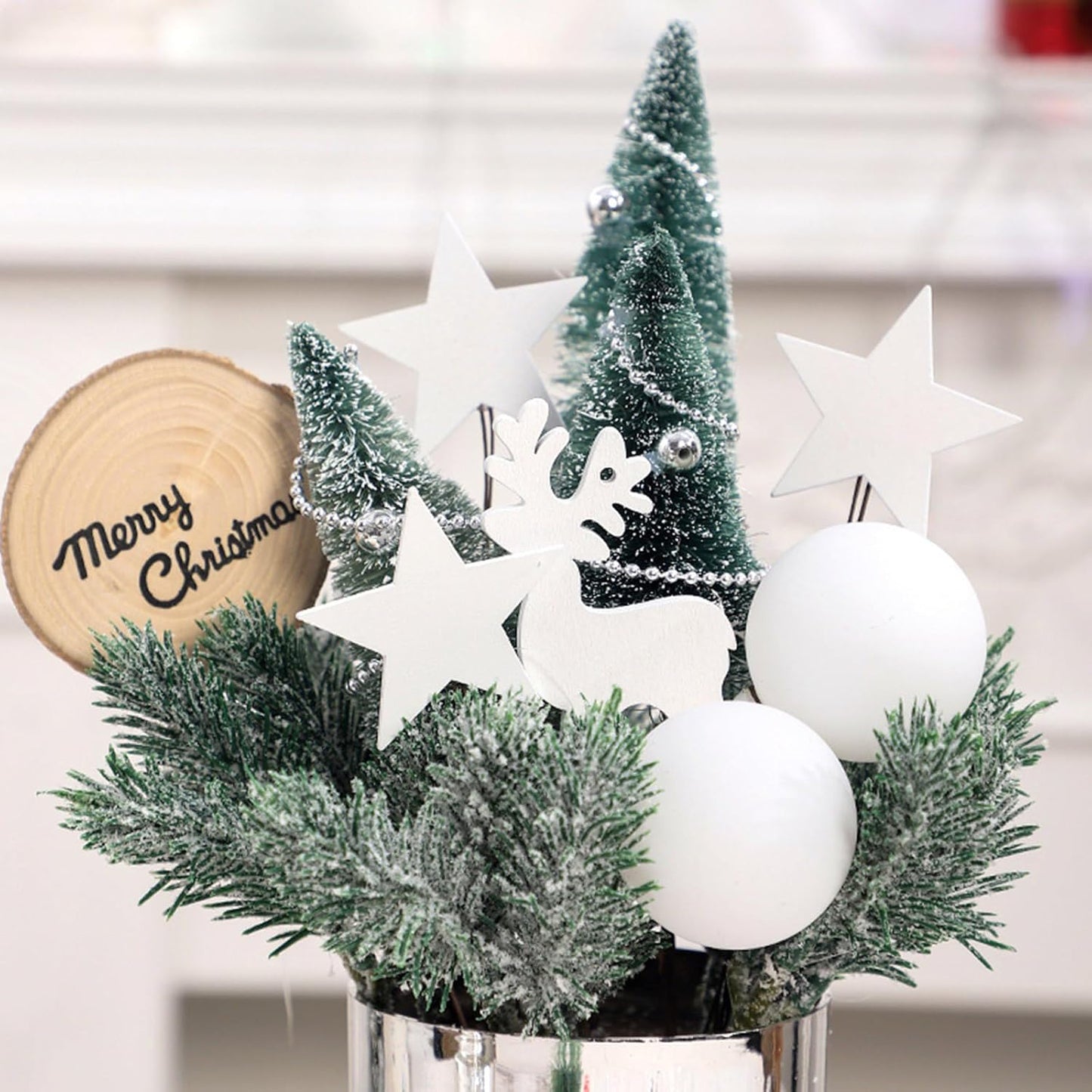 Tabletop Artificial Small Christmas Tree with Pine Cones and Berries Ornament Potted Plant Centerpieces Decoration