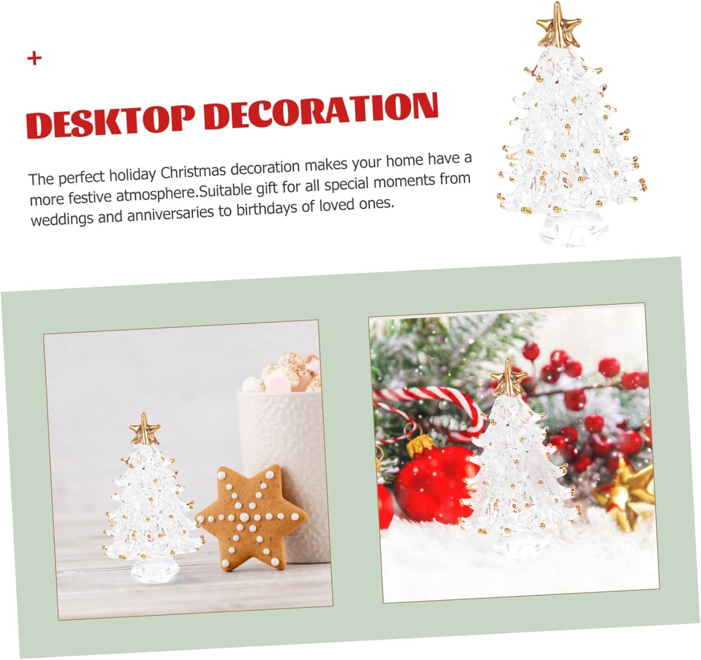 Crystal Christmas Tree Holiday Table Tree Mini Xmas Tree Mini Christmas Tree Figurines Christmas Tree Ornament Minature Christmas Party Trees Xmas Trees Artificial Glass