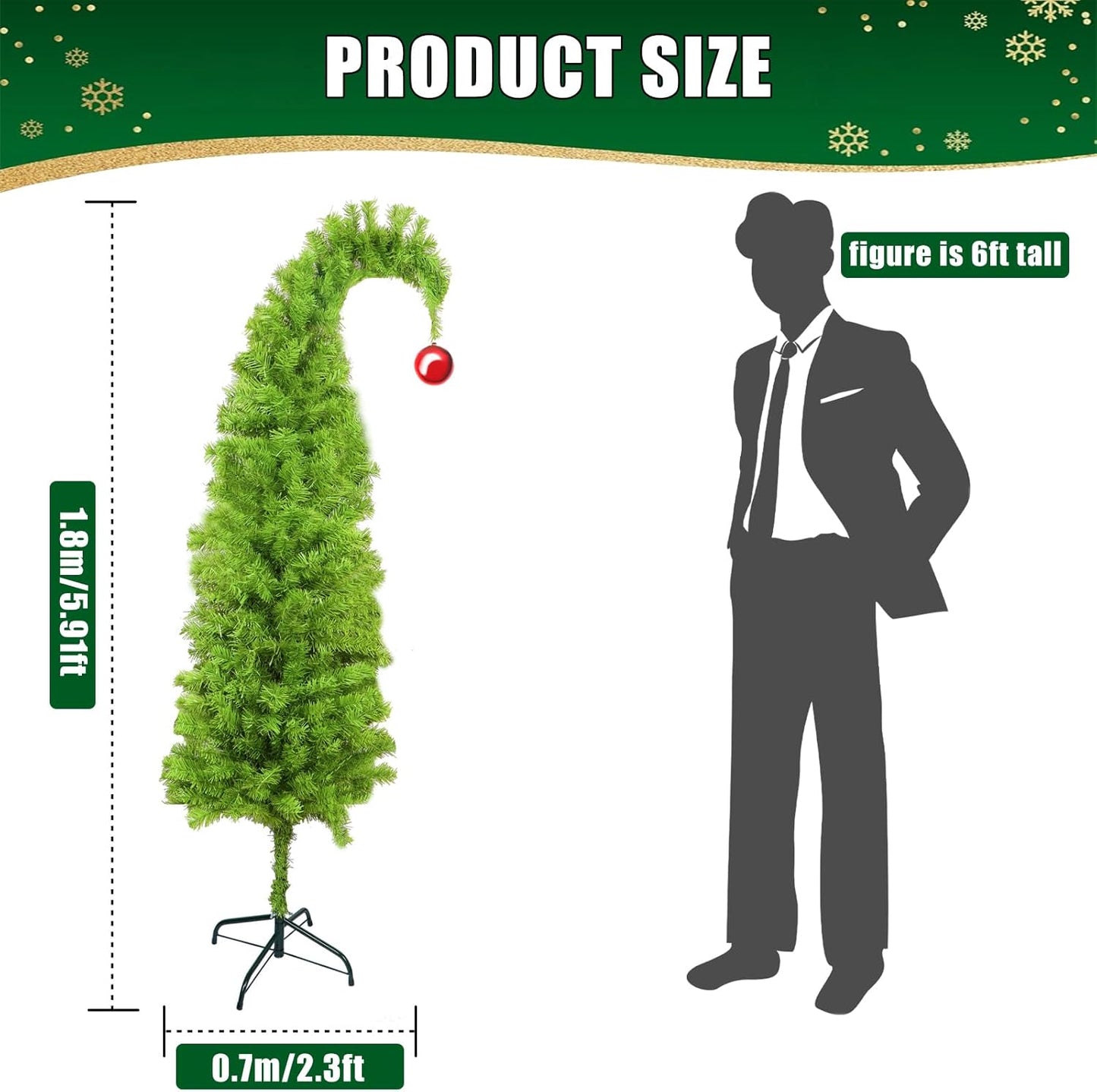 6FT Lime Green Christmas Tree Bendable Artificial Christmas Tree Whimsical Christmas Tree for Indoor Christmas Party Decor Whimsical Decor